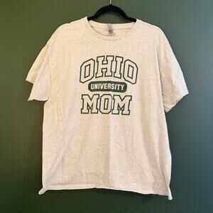 Gildan Women's Ohio University OU Bobcats MOM T Shirt XL Green Gray EUC